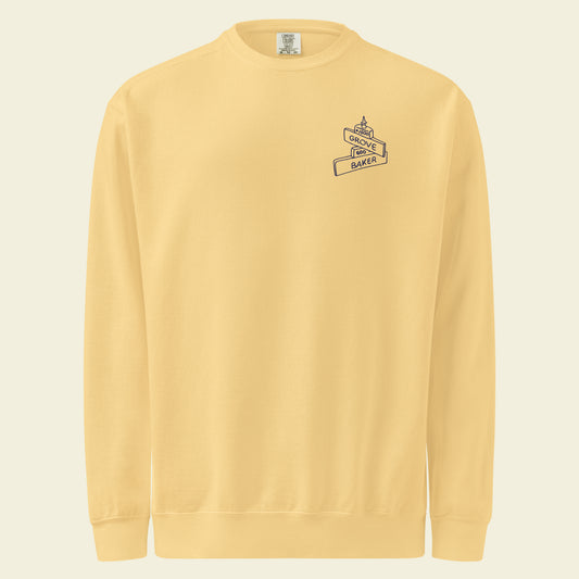 Butter Yellow Grove & Baker Embroidered Crewneck
