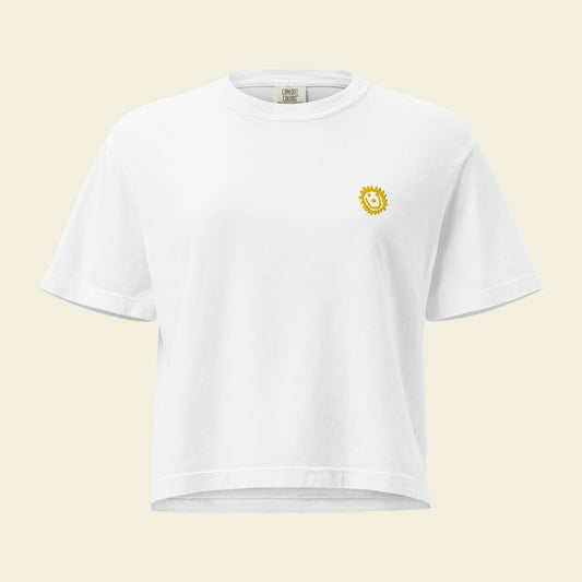White Boxy Embroidered Sun Tee